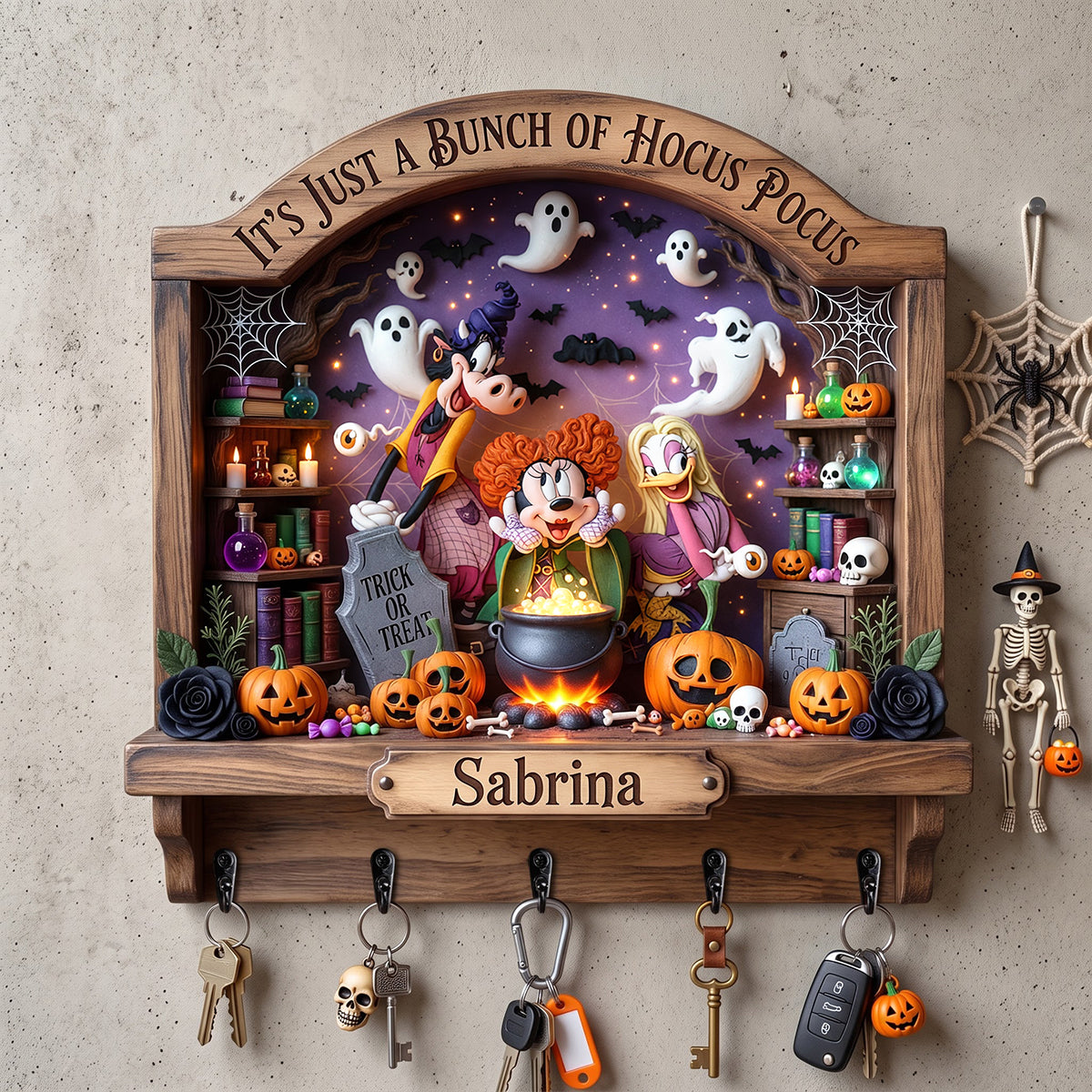 Personalized Halloween Hanging Rack Custom Family Name Gift Hanging Rack GradoCreations