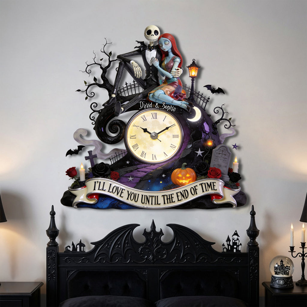 Personalized Acrylic Wall Clock Gift for Couples - I'll Love You Until the End of Time Wall Hanging Clock GradoCreations