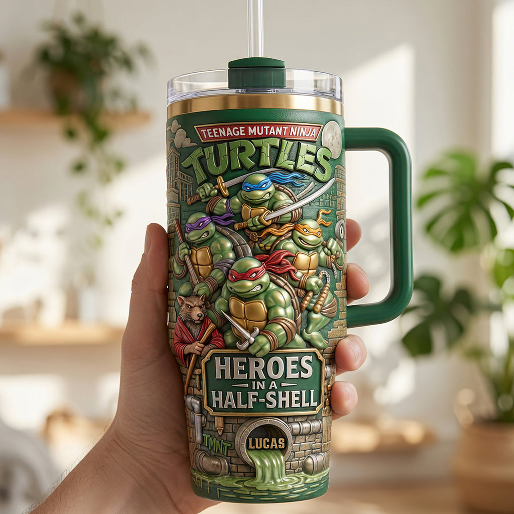 Personalized TMNT Tumbler with Handle for Movie Fans Gift