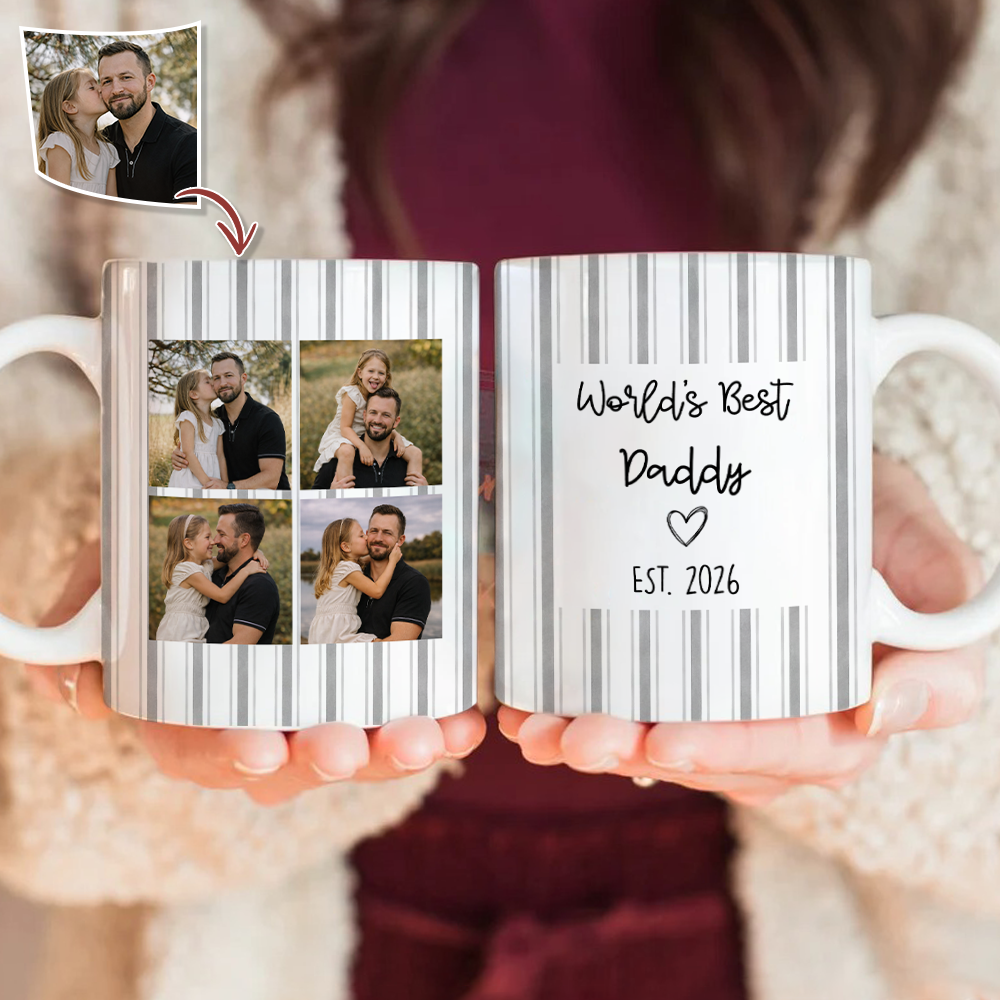 Personalized Photo Mug Gift for Dad Custom Design Father's Day HN590 - edge to edge mug GradoCreations