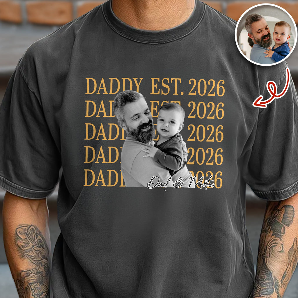 Personalized Vintage Photo Comfort Shirt Gift for Dad Comfort Shirt GradoCreations