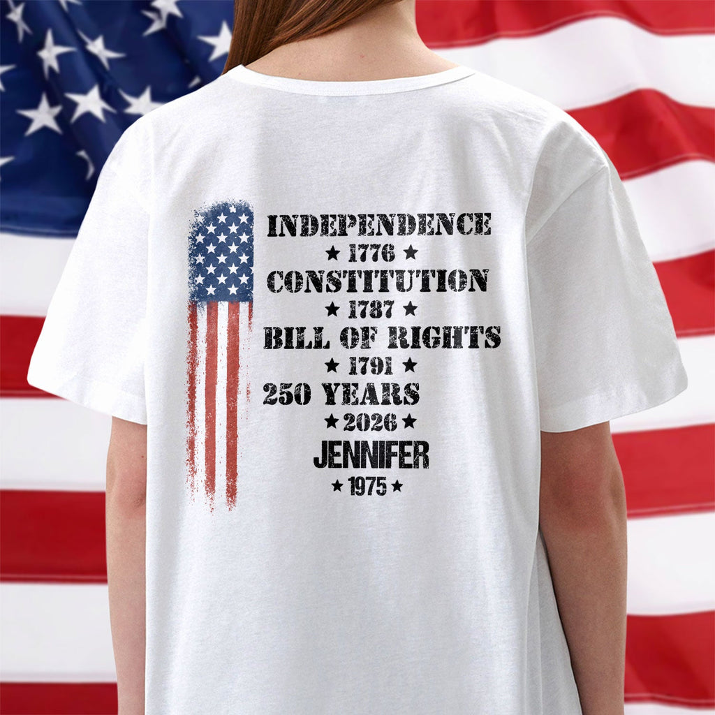Personalized 250 Years of America Shirt Custom Name Gift for Dad HN590 - Tshirt Back GradoCreations