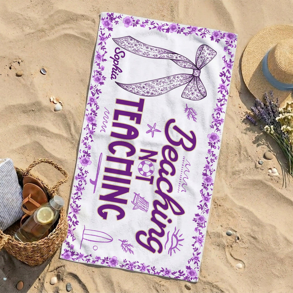 Personalized Floral Beach Towel with Name Gift for Teacher