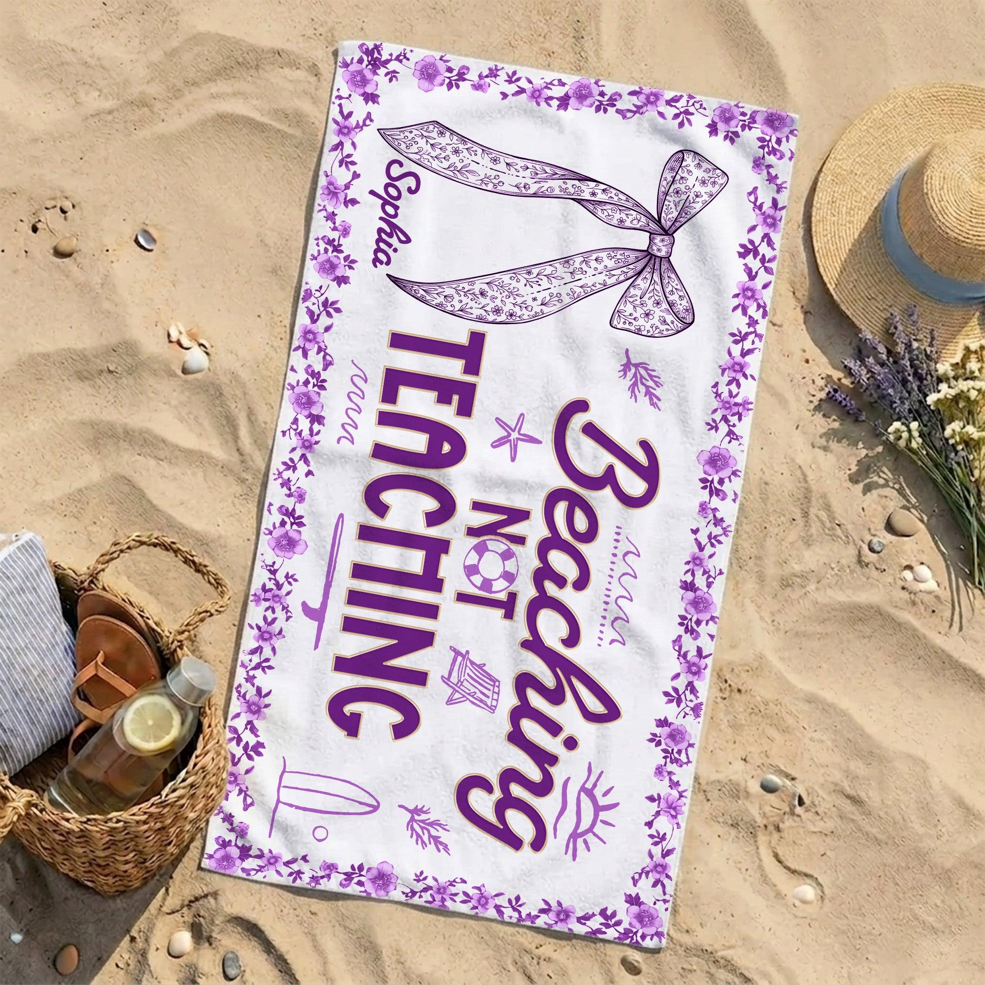 Personalized Floral Beach Towel with Name Gift for Teacher