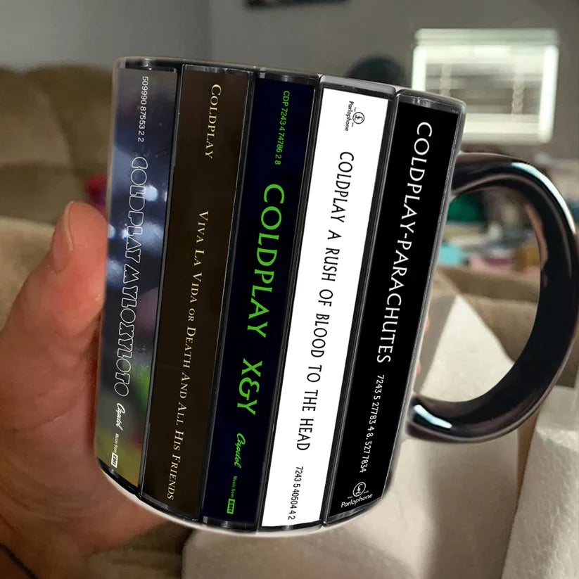 Retro Coldplay Cassette Accent Mug Ceramic Drinkware Gift GradoCreations