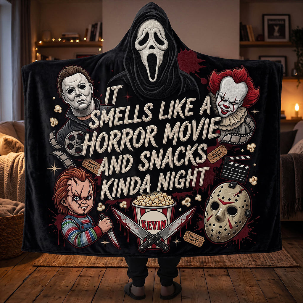 Personalized Hooded Blanket for Horror Lovers - Unique Halloween Gift Hooded Blanket GradoCreations