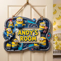 Personalized Funny Yellow Monster Wood Sign for Kids Room Decor Wood Sign GradoCreations