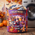 Personalized Nightmare On Main Street Quilted Laundry Basket for Halloween Lovers Quilted Laundry Basket GradoCreations