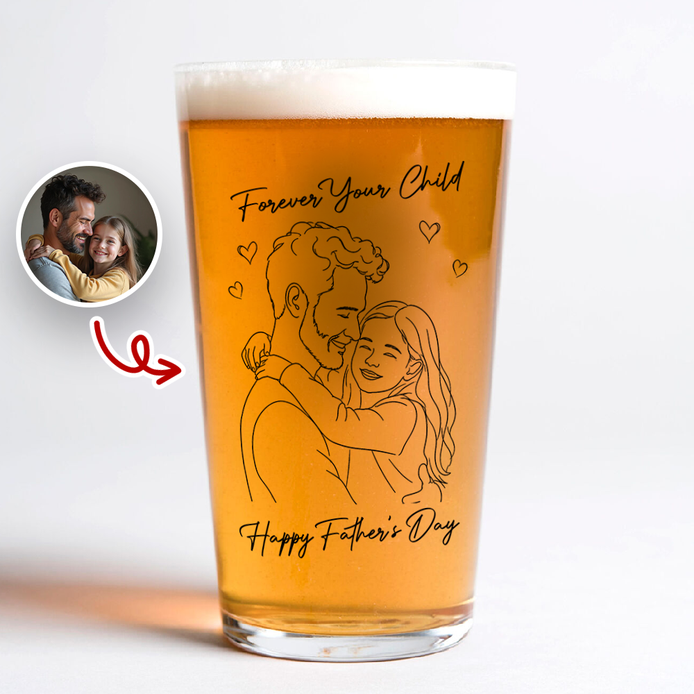 Personalized Photo Beer Glass Custom Gift for Dad Father's Day HN590 - Print Beer Glass Fix GradoCreations