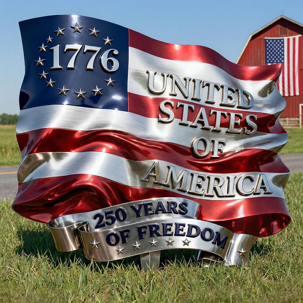 Personalized Metal Stake Garden Sign USA Freedom Gift for Family