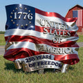 Personalized Metal Stake Garden Sign USA Freedom Gift for Family