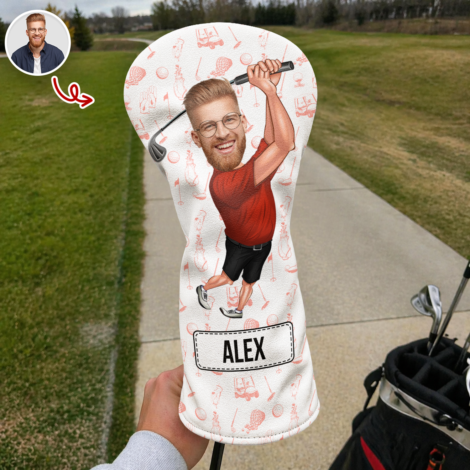 Personalized Funny Golfer Photo Golf Head Cover Unique Gift for Dad HN590 - Golf Head Cover GradoCreations