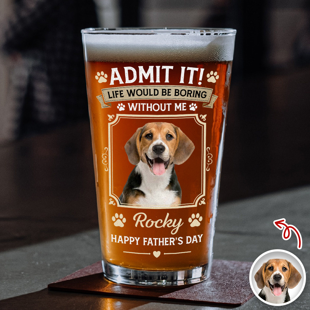 Personalized Dog Photo Beer Glass Custom Gift for Dad HN590 - Print Beer Glass GradoCreations