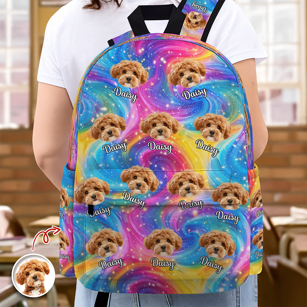 Personalized Pet Photo Backpack Gift for Dog/Cat Lovers HN590 - Printed Backpack GradoCreations