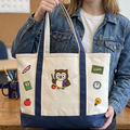 Personalized Teacher Owl Embroidery Tote Bag - Back to School Gift