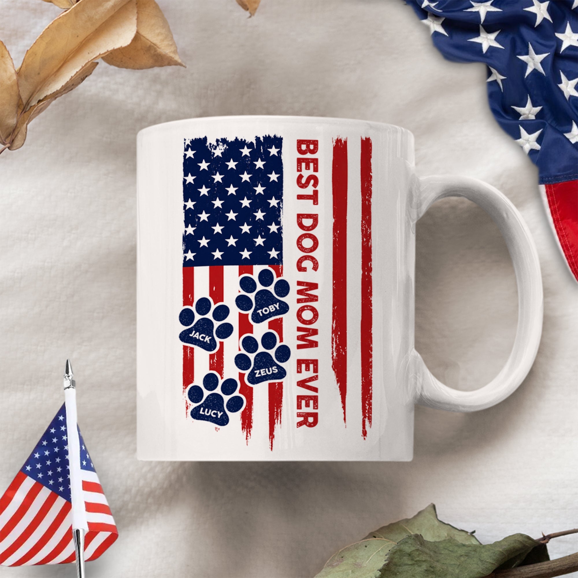 Personalized Dog Dad Mug American Flag Gift for Dog Lover HN590 - mug GradoCreations