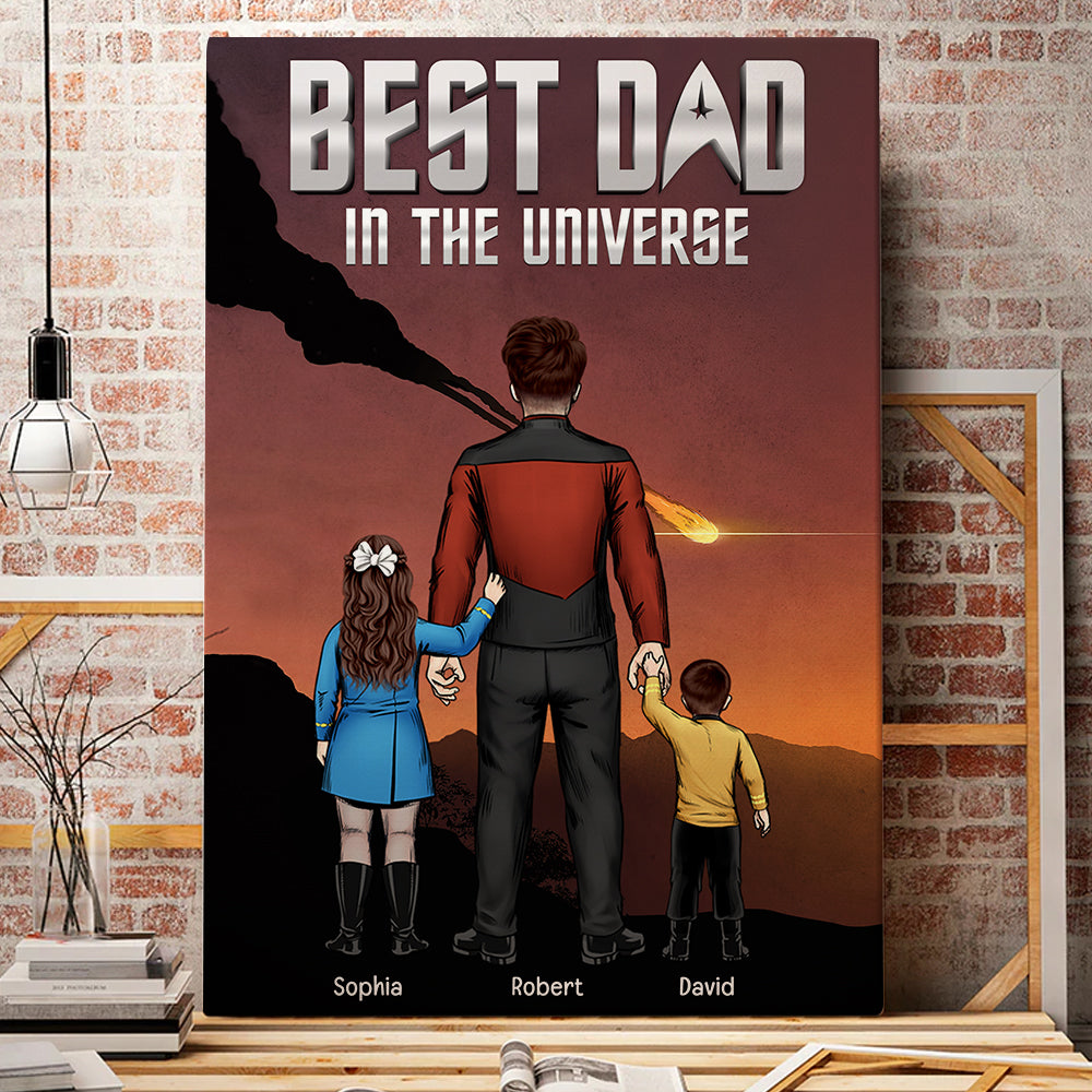 Personalized Super Dad Poster Canvas Custom Family Art Gift for Father's Day