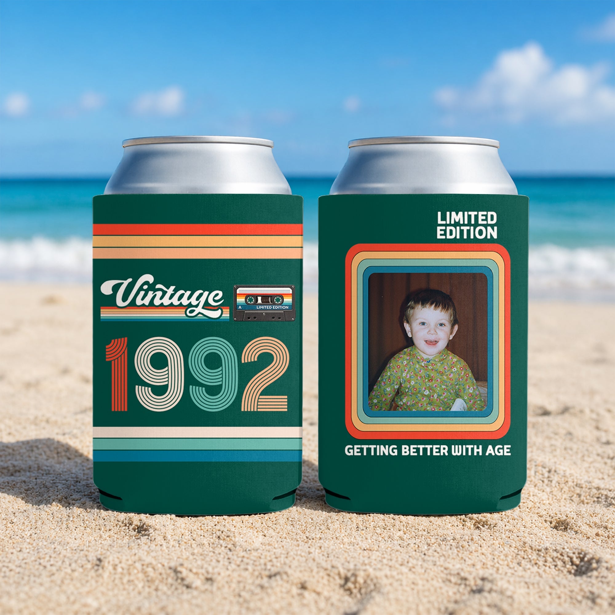 Personalized Photo Can Cooler Custom Gift for Birthday HN590 - Print Full Can Cooler GradoCreations