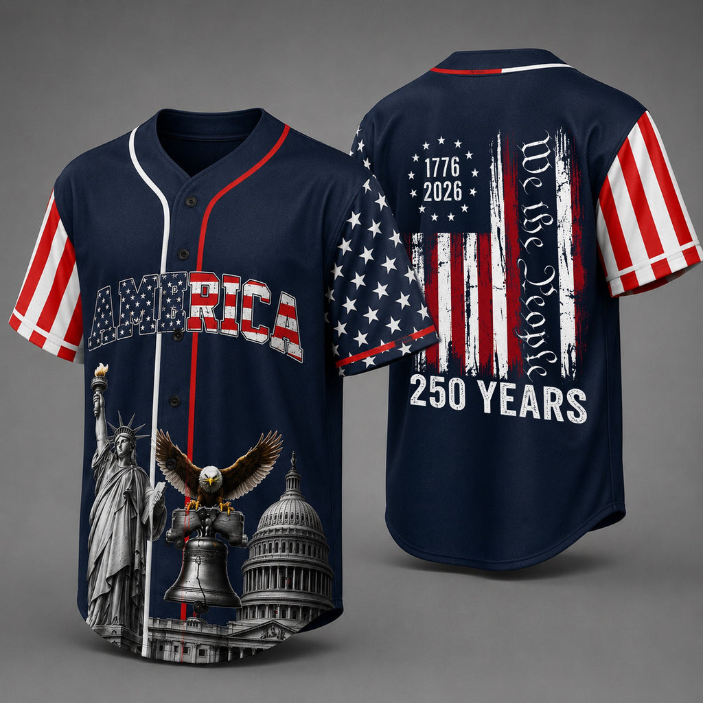 Personalized USA Baseball Jersey Shirt Custom Name Gift for 4th of July HN590 - Baseball Shirt GradoCreations