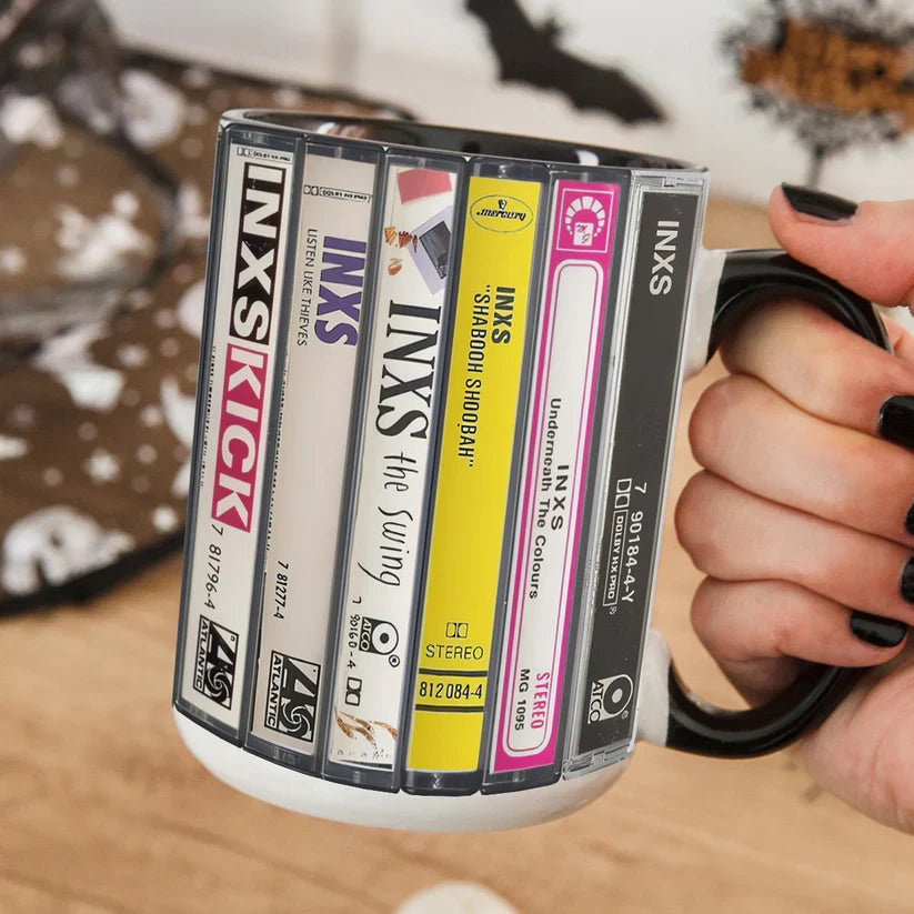INXS Cassette Accent Mug Retro Design Ceramic Drinkware GradoCreations