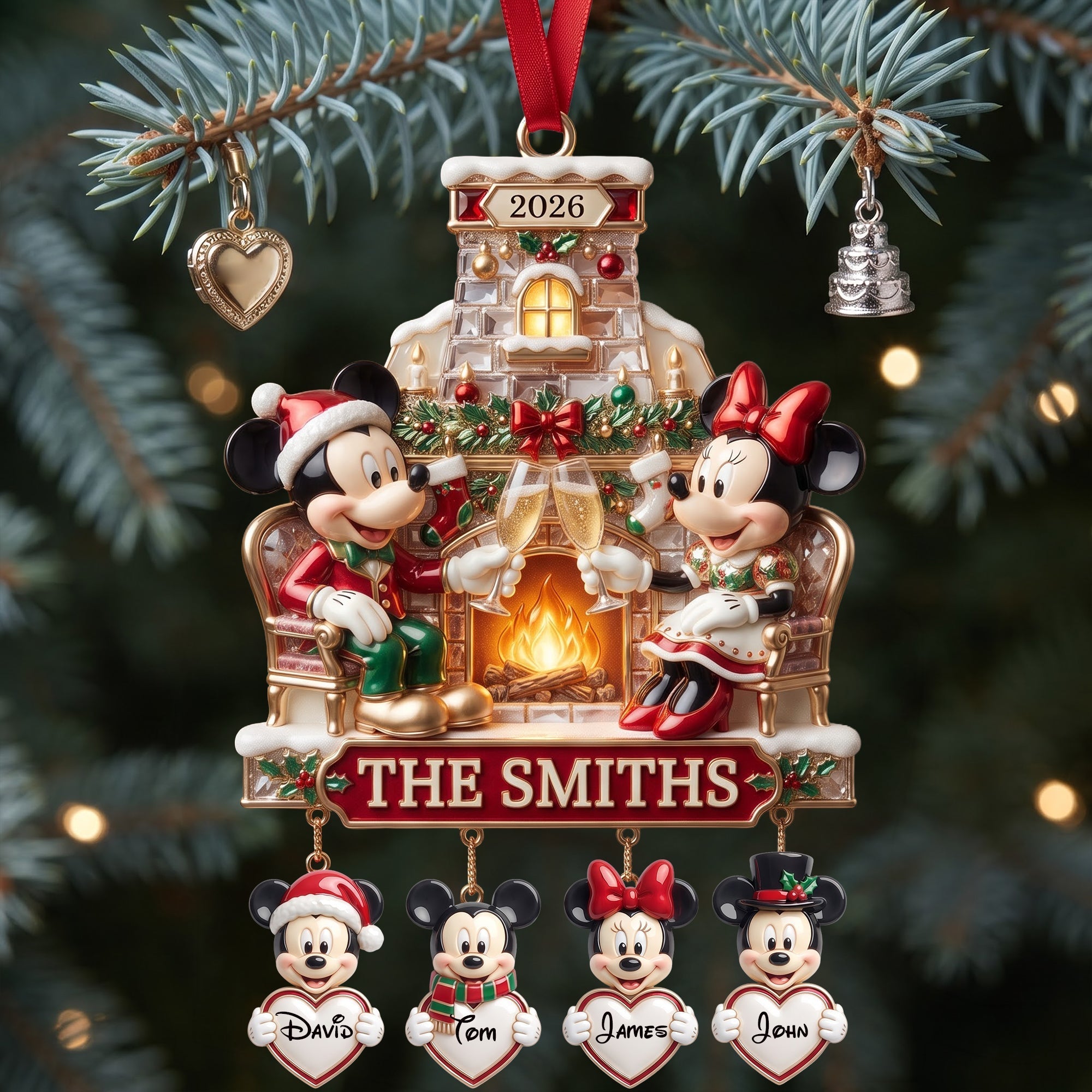 Personalized Acrylic Ornament Custom Family Name Christmas Gift Ornament GradoCreations