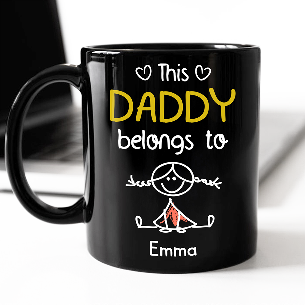Personalized Black Mug This Papa Belongs To Us Gift for Dad HN590 - Black Mug GradoCreations