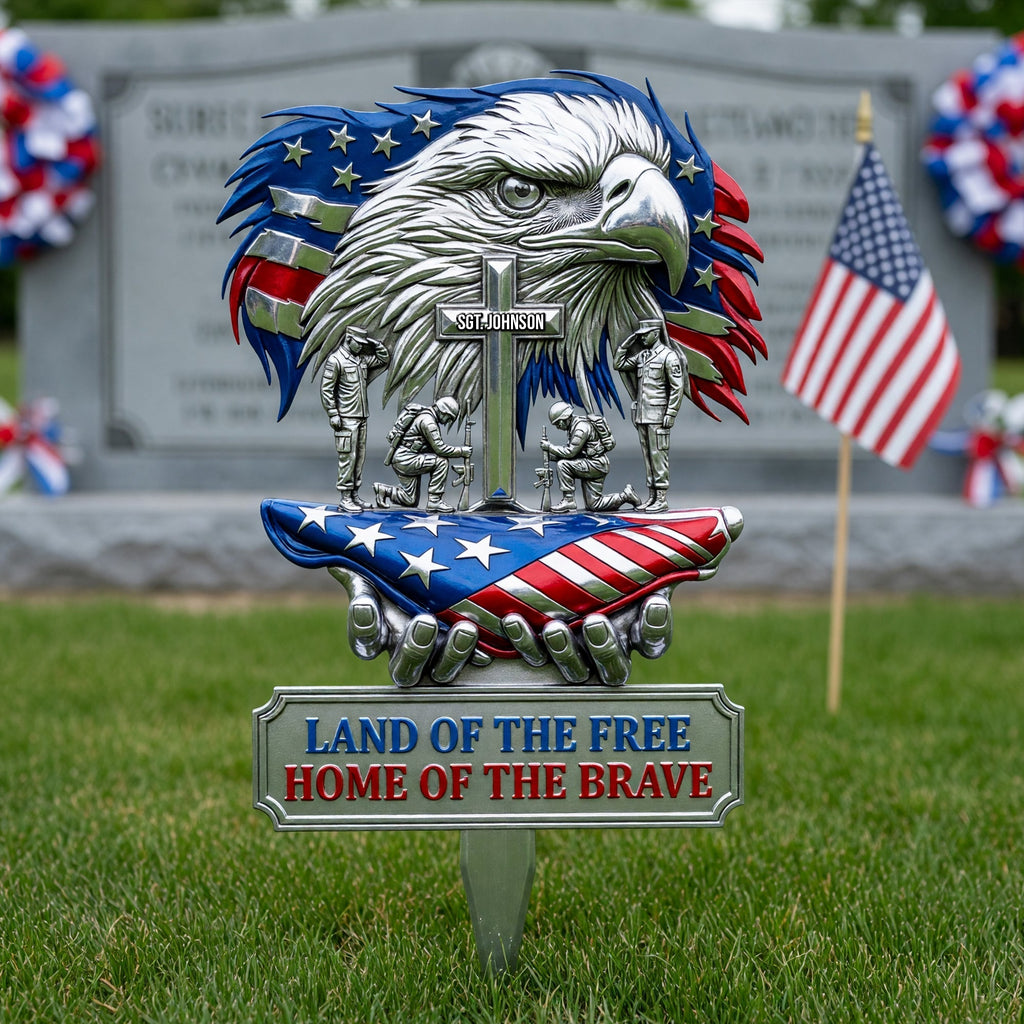 Personalized Eagle Metal Sign with Cross for Family Gift