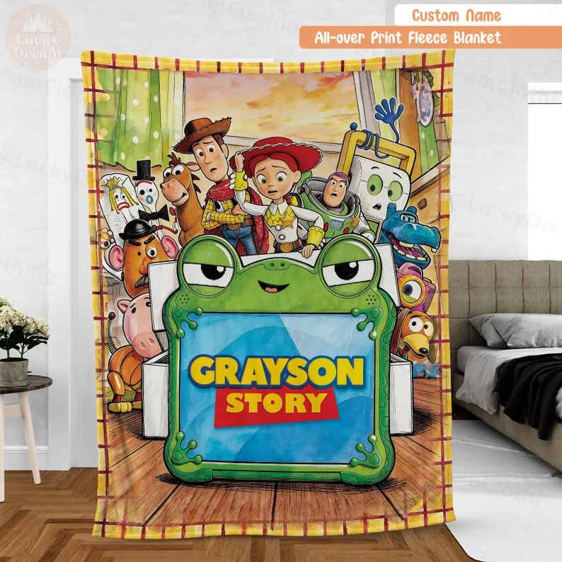 Personalized Fleece Blanket Custom Name for Kids Movie Fans