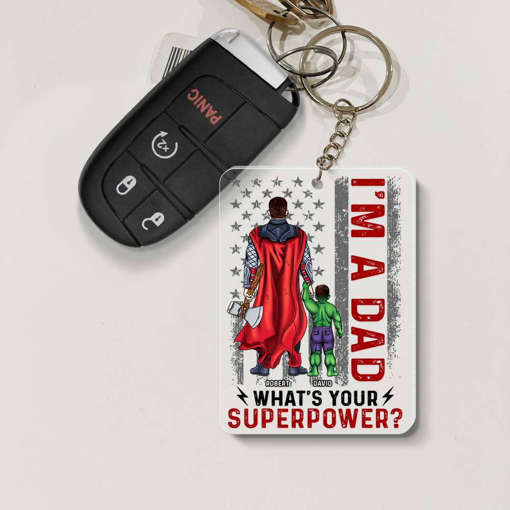 Personalized Superhero Acrylic Keychain Gift for Dad