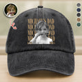 Personalized Washed Denim Baseball Cap Custom Photo Gift for Dad HN590 - Washed Denim Baseball Cap GradoCreations