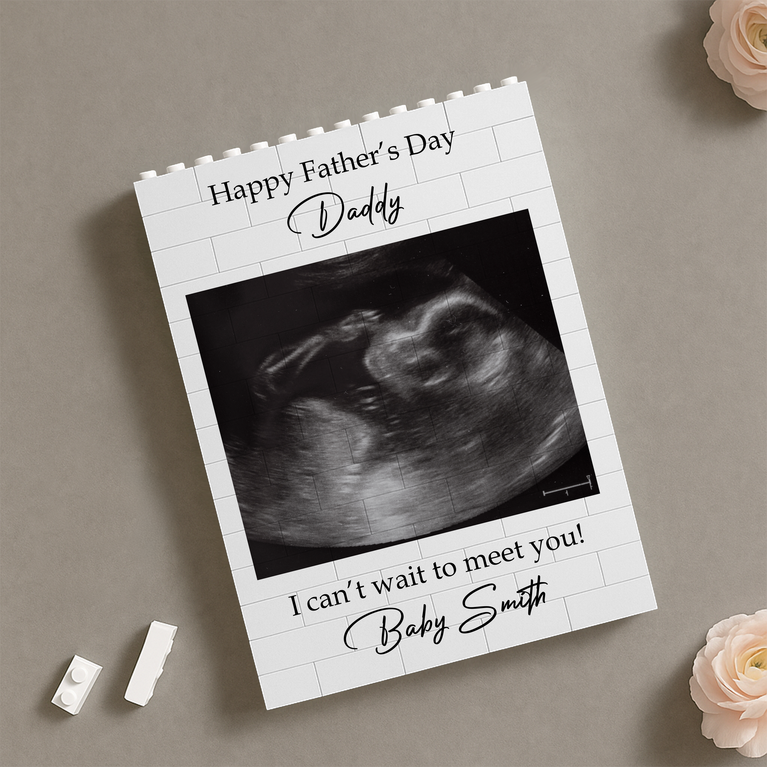 Personalized Baby Bump Photo Building Block Gift for Dad HN590 - Building Blocks GradoCreations