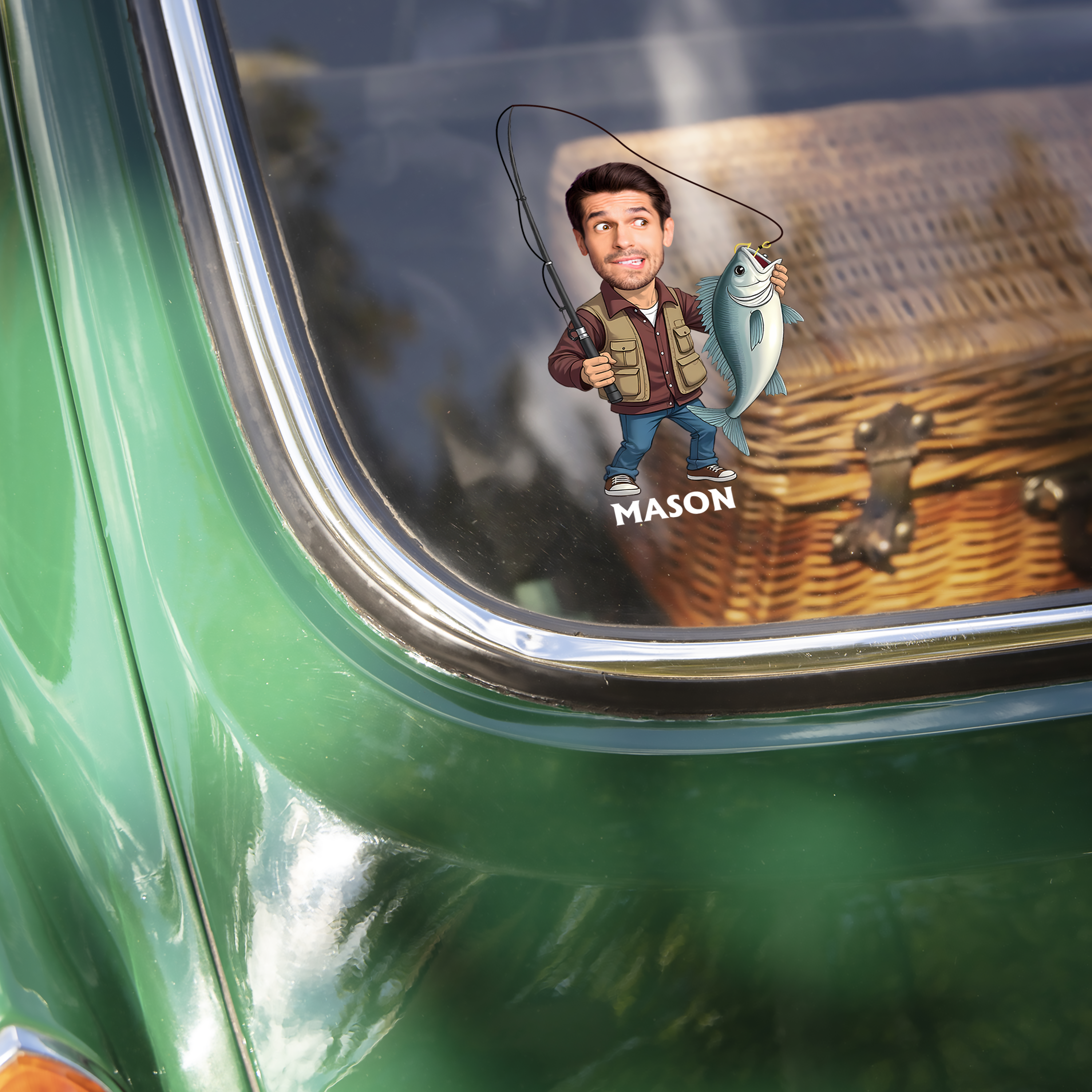 Custom Face Fisherman Car Sticker Personalized Gift for Dad Decal Sticker GradoCreations