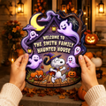 Personalized Cartoon Puppy Halloween Welcome Home Wood Sign Gift Wood Sign GradoCreations