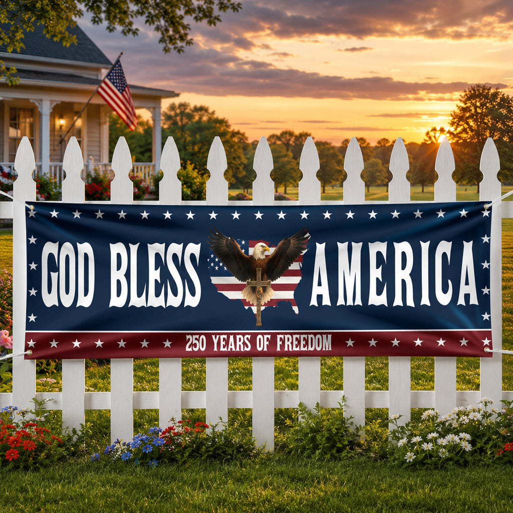 Personalized Patriotic Banner Custom Family Name 250th Anniversary Gift HN590 - Banner GradoCreations