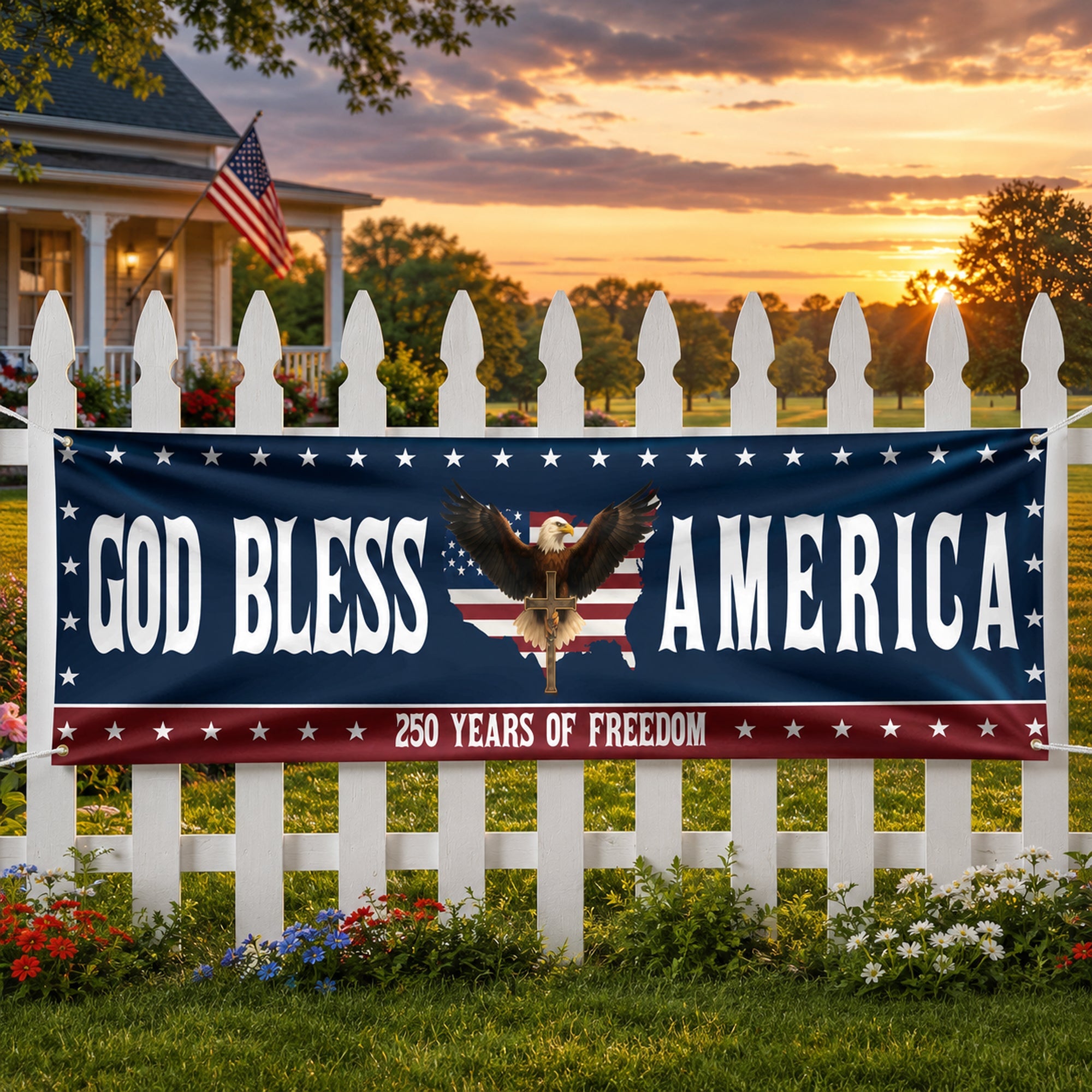 Personalized Patriotic Banner Custom Family Name 250th Anniversary Gift HN590 - Banner GradoCreations