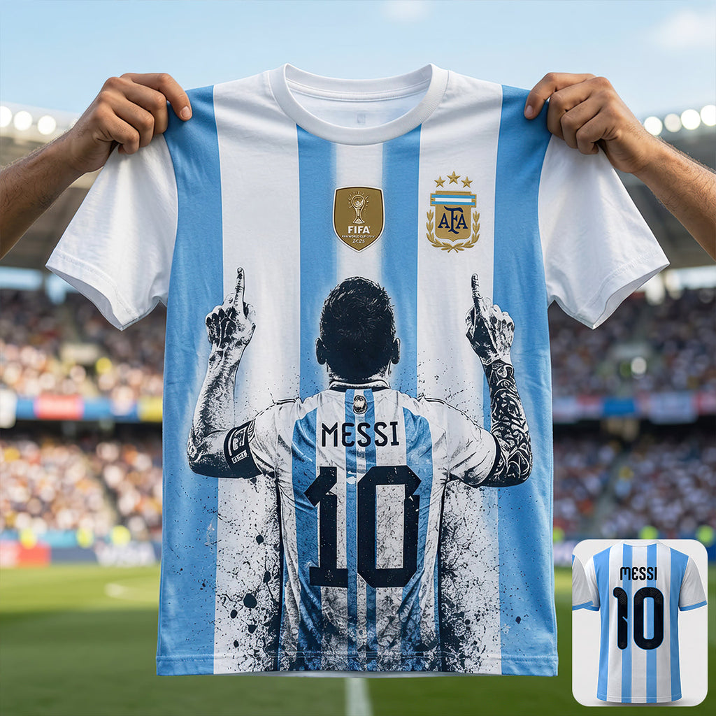 Personalized Argentina Soccer T-Shirt with Custom Name for Football Lovers AOP Tshirt GradoCreations