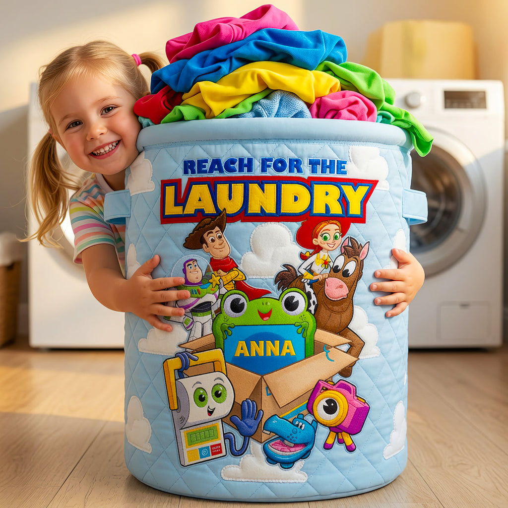 Personalized Quilted Laundry Basket Custom Name Fun Gift for Kids