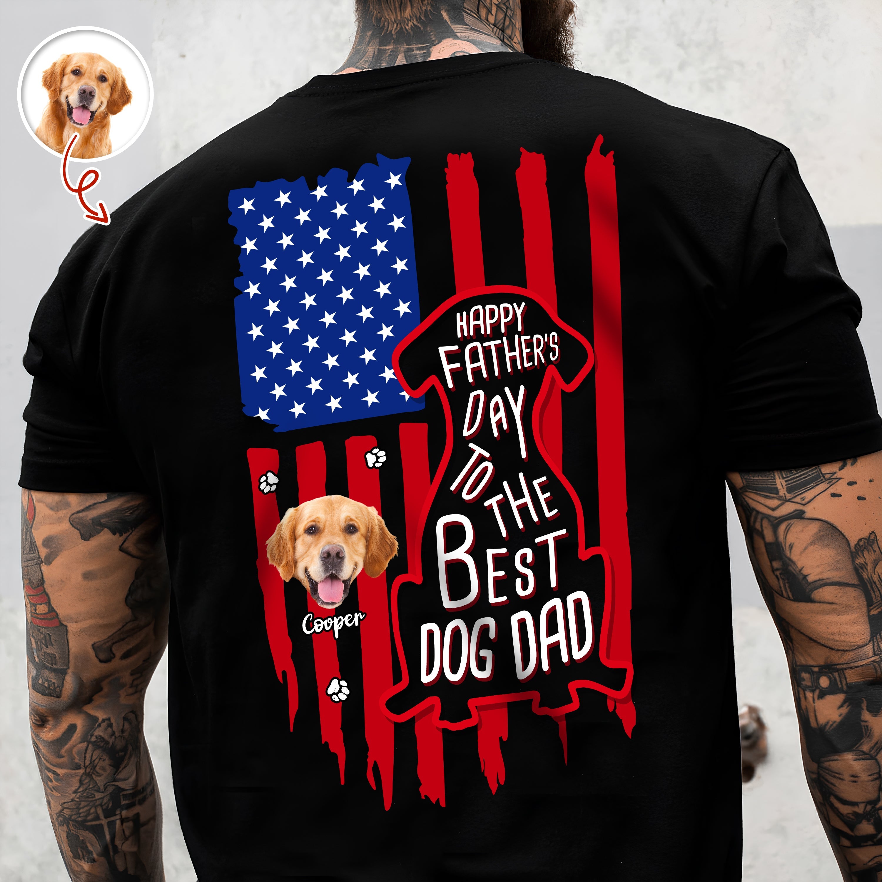 Personalized Father's Day Shirt Best Dog Dad Gift Custom Design HN590 - Tshirt Back GradoCreations