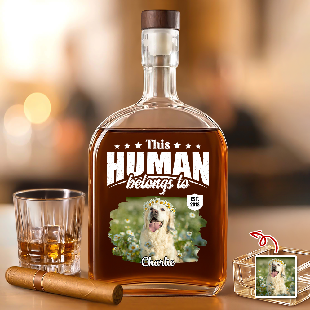 Personalized Photo Whiskey Bottle Custom Name Gift for Pet Lovers HN590 - Whiskey Bottle GradoCreations