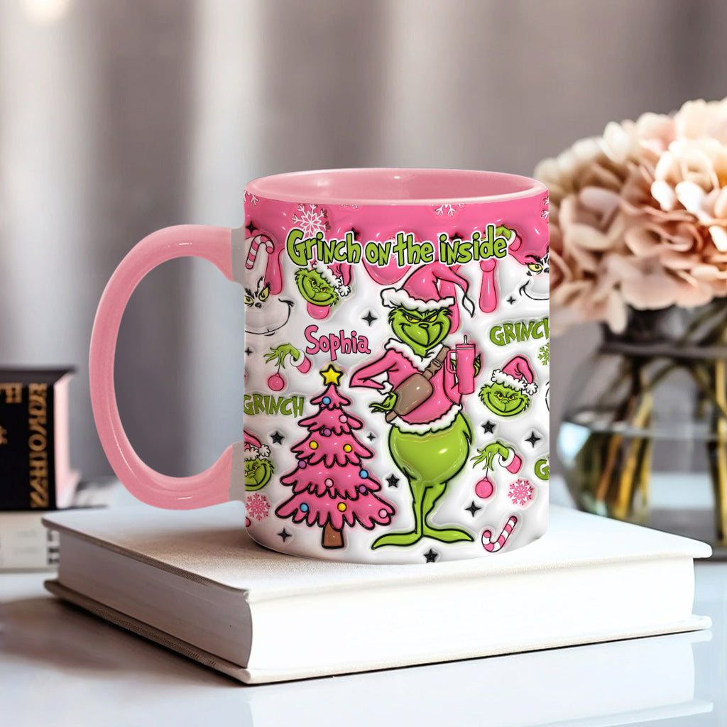 Personalized Grinch Accent Mug Custom Name Holiday Gift Accent Mug GradoCreations