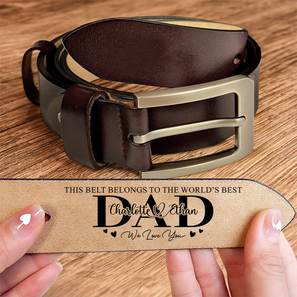 Personalized Leather Belt Custom Name Gift for Dad HN590-Belt GradoCreations