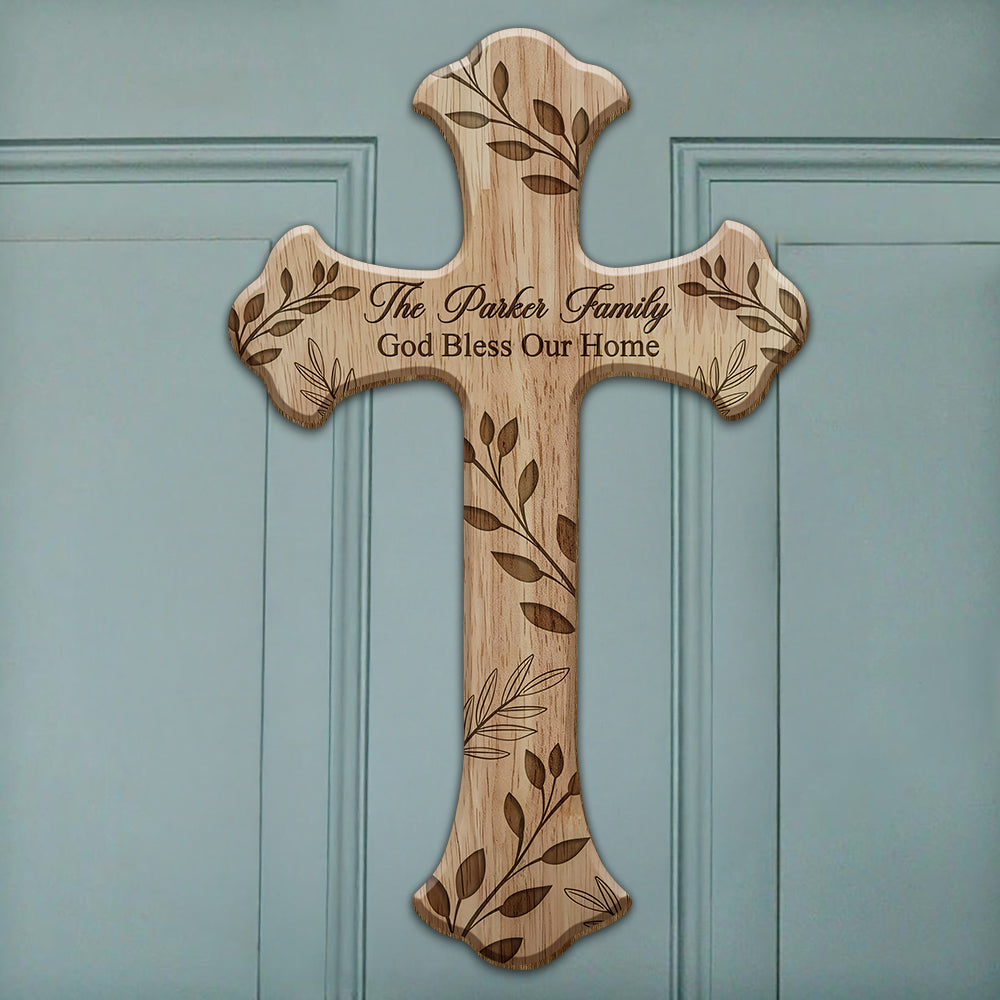 Personalized Family Name Wooden Door Sign God Bless America HN590 - Door Sign GradoCreations
