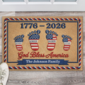 Personalized God Bless America Doormat Patriotic Gift for Family HN590 - Doormat GradoCreations