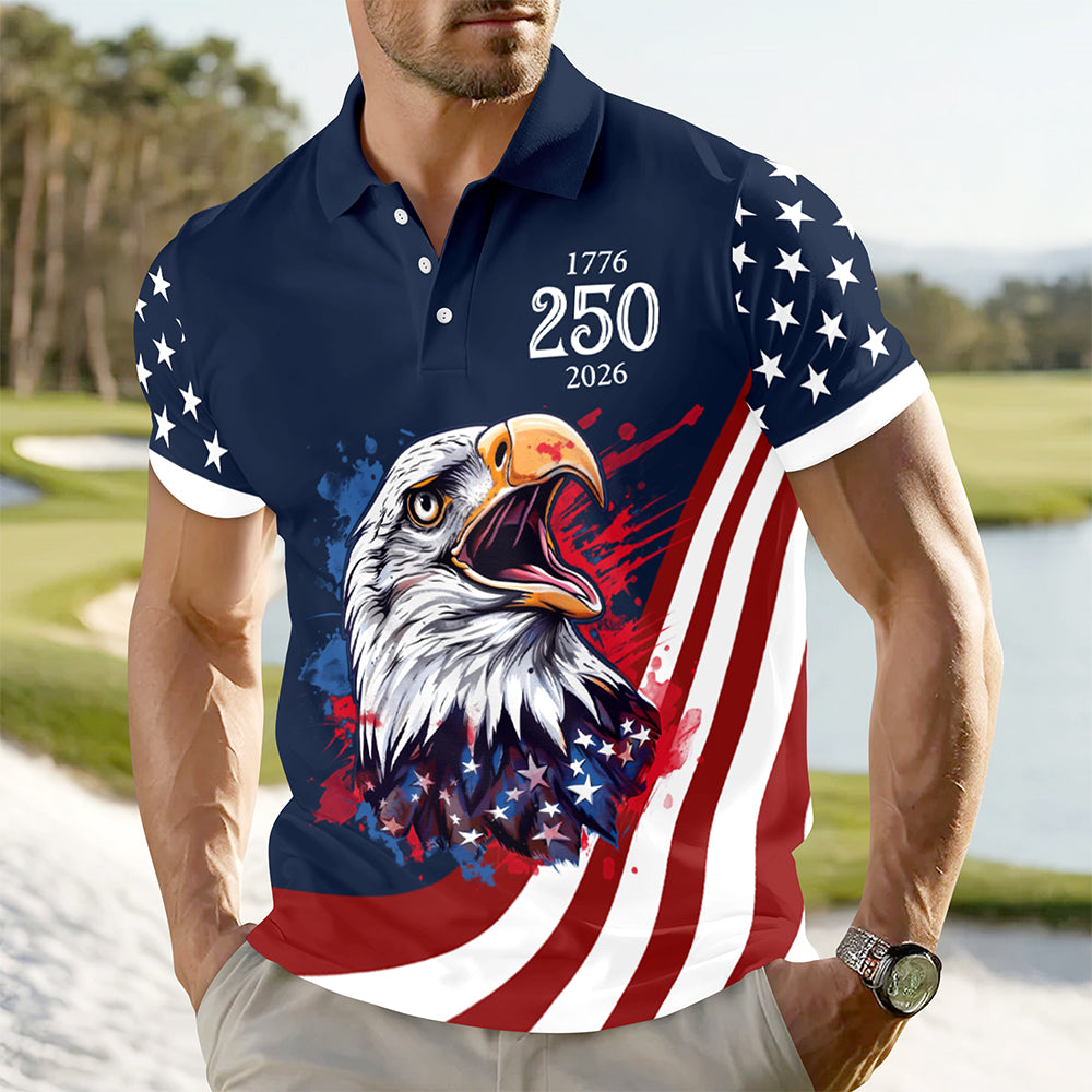 Personalized American Pride Eagle Polo Shirt Gift for Dad HN590 - Men's Polo Shirt GradoCreations