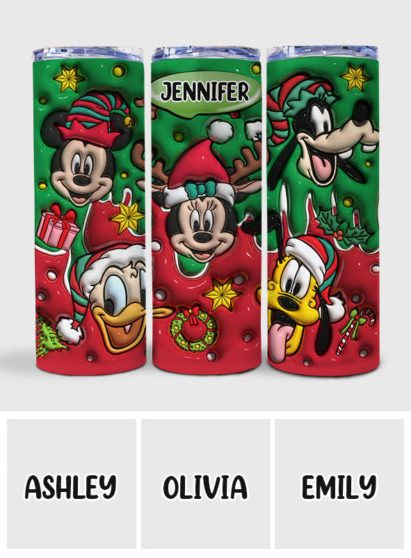 Personalized Christmas Mouse Skinny Tumbler Custom Name Gift Skinny Tumbler GradoCreations