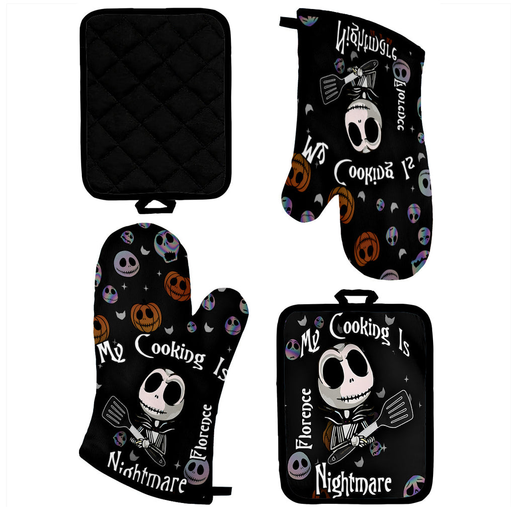 Personalized Nightmare Oven Mitt and Pot Holder Set Gift for Cooking Enthusiasts Oven Mitts & Pot Holder Set GradoCreations