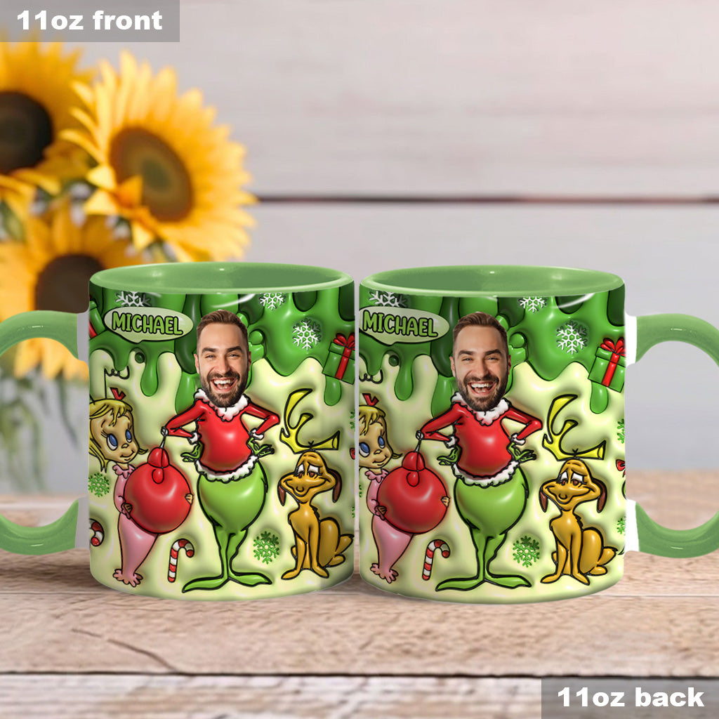 Personalized Grinch Christmas Accent Mug Custom Name Gift Accent Mug GradoCreations