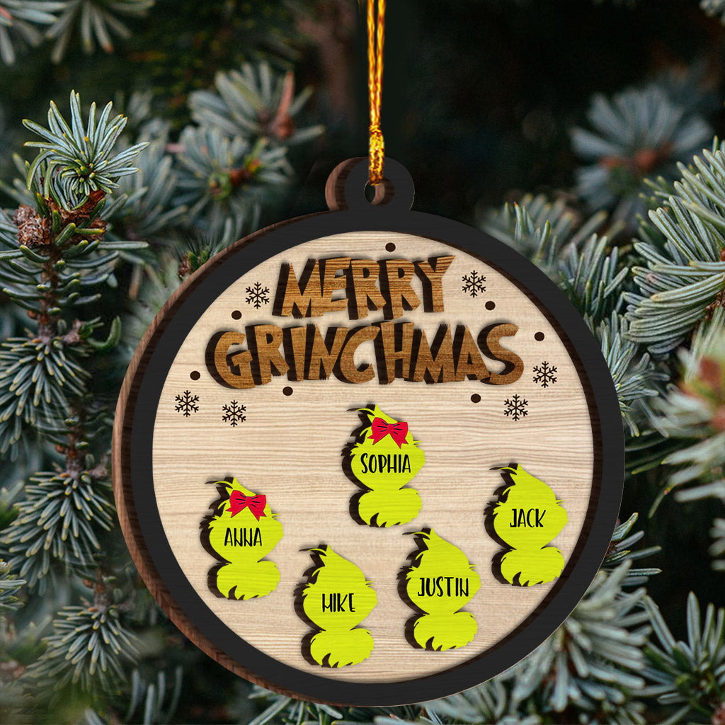 Personalized Merry Grinchmas Layered Wood Ornament Gift for Family Layered Wood Ornament GradoCreations