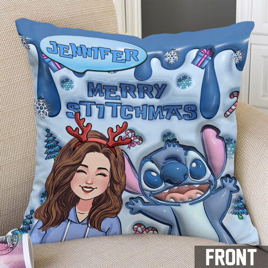 Personalized Ohana Throw Pillow Merry Stitchmas Gift Idea Throw Pillow GradoCreations