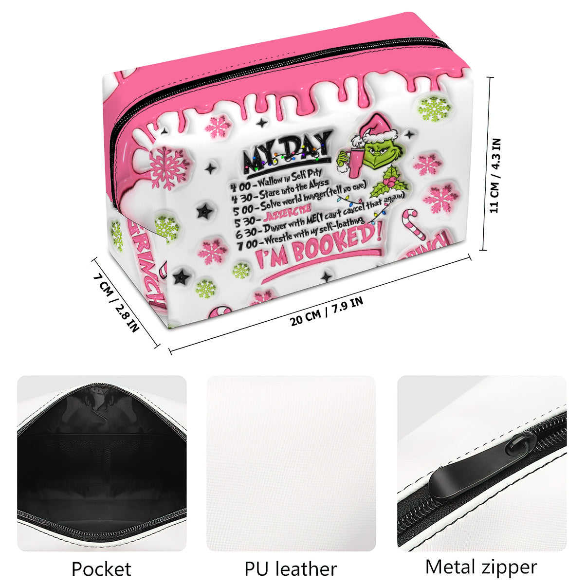 Personalized Christmas Makeup Bag Custom Name Gift Makeup Bag GradoCreations